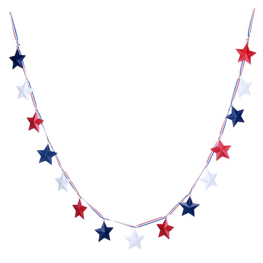 6ft. Red, White &#x26; Blue Metal Star Garland by Celebrate It&#x2122;